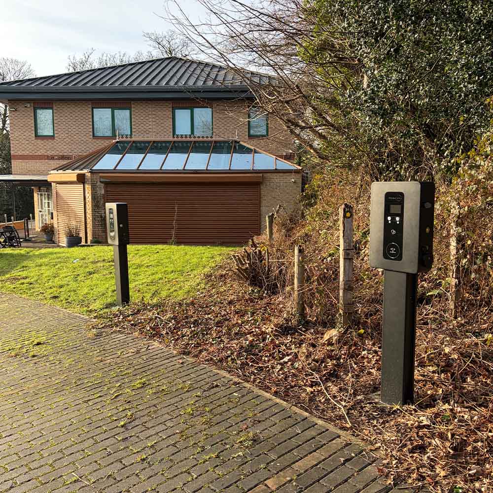 Commercial EV charging points installed by APP Electrical for south wales business.