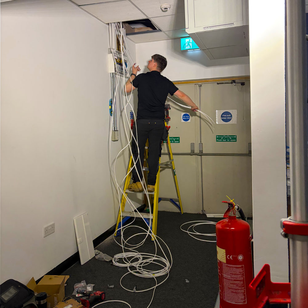 Emergency electrical repair in commercial south wales office property by APP Electrical.